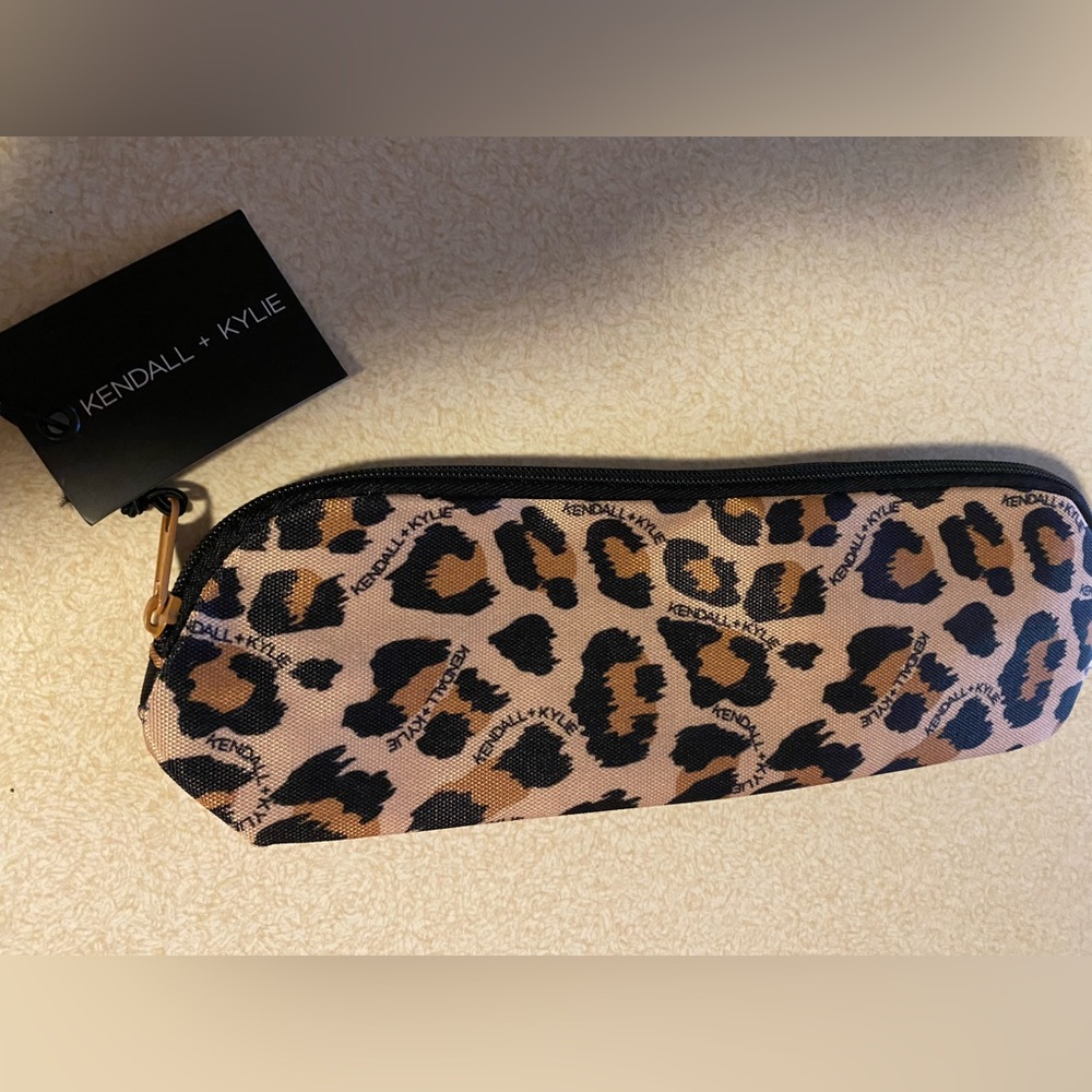 Kendall & Kylie Leopard Print Cosmetic Pouch - Pink, Black, Brown